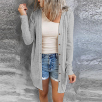 Großhandel Damen Einfarbig V-Ausschnitt Lang Dünn Leicht Dehnbar Gestrickt Atmungsaktiv Anti-Pilling Anti-Falten Spandex/Polyester Sommer