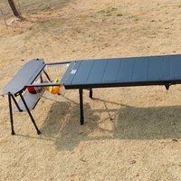 Table de camping pliante extérieure en alliage d'aluminium Support de rangement portable multifonctionnel Style noirci IGT Tactique