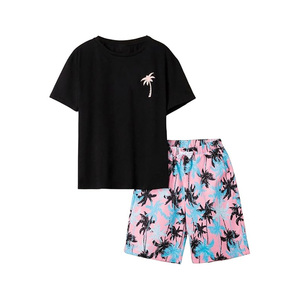 Conjunto de Camiseta y Pantalones Cortos para Hombre, Versátil, de Mezcla de Algodón, con Estampado Digital, Estilo Casual de Calle, Verano, OEM, Personalizable - Product Image 1