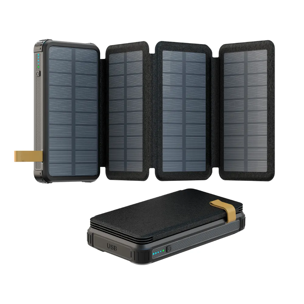 휴대용 Powerbank 16000mah 전화 충전기 캠핑 Sos Led 빛 접이식 사용자 정의 로고 태양 전지 패널 전원 은행