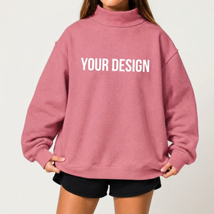Pull-over décontracté en molleton écologique pour femme, col montant tricoté, manches longues, coupe oversize, idéal pour l'automne et l'hiver – Meilleure vente - Product Image 1