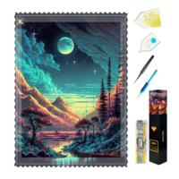 Nouvelle conception de peinture au diamant DIY personnalisée 5D, magnifique paysage de lune et d'arbres, art mural, broderie au diamant AB