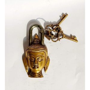 Brass Lord Buddha Head Keypad Security <b>Padlock</b> Portable Compact for Door Gates Toolbox Luggage Cabinet Bicycle Home School - Product Image 4
