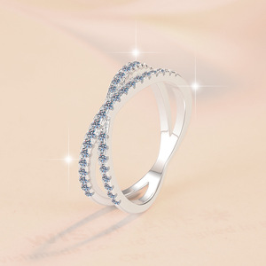 Anillo <span class=keywords><strong>de</strong></span> Diamantes Moissanite en Forma <span class=keywords><strong>de</strong></span> X, Elegante y a la Moda, para Mujer, Anillo <span class=keywords><strong>de</strong></span> Plata <span class=keywords><strong>de</strong></span> Ley S925, Venta al por Mayor - Product Image 1