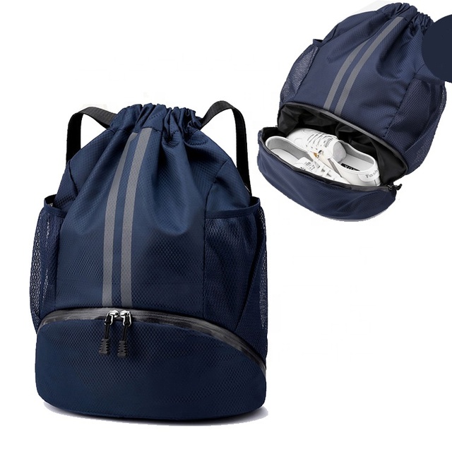 Outdoor Waterproof Gym Drawstring Backpack Oxford Good Quality Sports Bag With Compartment for Shoes Storage Training Bag