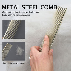 Fabbrica all'ingrosso Logo personalizzato dorato in acciaio inossidabile pettine per capelli in metallo cane pettine per pulci - Product Image 5