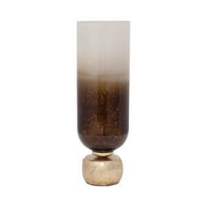 Ombre Cylinder <b>Candle</b> Holder Modern Glass Metal <b>Hurricane</b> Centerpiece Table Decor - Product Image 1