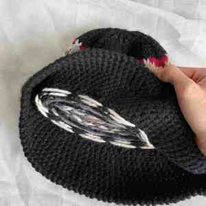 Gorro de Pescador Tejido a Mano con Diseño Retro Coreano Jacquard, Gorro de Ganchillo Grueso con Borde Enrollado - Product Image 5