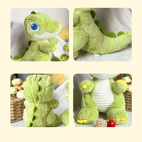 Peluche Dinosaure T-Rex Vert Personnalisable en Coton PP, Jouet en Peluche Mignon de Dessin Animé