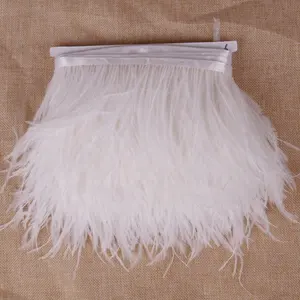 Wholesale 10-15 cm White Ostrich Feathers Trims Lace Dyed Pattern for Haute Couture Dance Wear Wedding Dresses