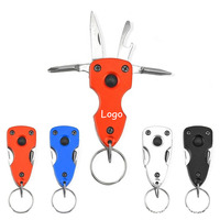 Mini-outils multifonctionnels personnalisés en métal avec tournevis, lumière LED et ouvre-bouteille, porte-clés promotionnel, accessoire publicitaire