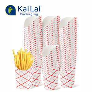 Tazze di patatine fritte Kraft usa e getta per uso alimentare da portare via trucioli di carta tazza di 16 once su misura per patatine fritte tazza di carta pieghevole Fren - Product Image 3