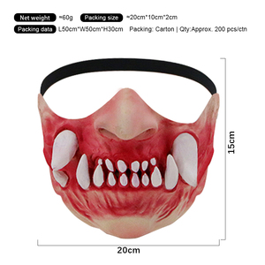 Masque en latex effrayant demi-visage, mâchoire de monstre d'horreur avec dents pour Halloween, maison hantée, escape room, costume personnalisé - Product Image 4