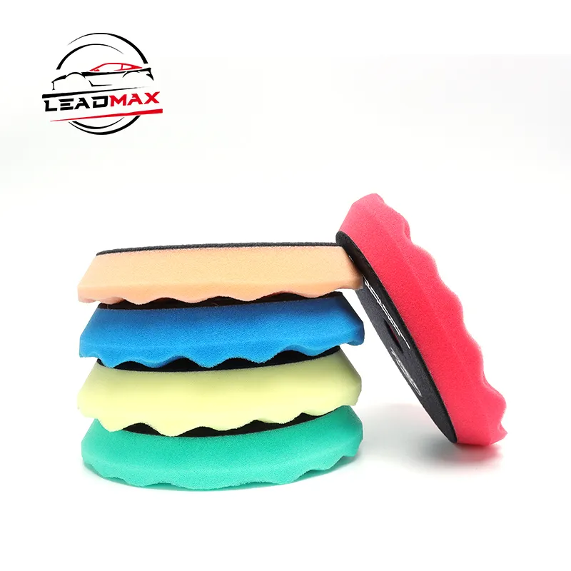 5" Round Edge Waffle Surface Car Care RO/DA Polisher Foam Pad Car Refresh Scratch/Swirl Remove cr Pad for Auto Detailing