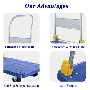 高品质可折叠塑料平台手推车运输手推车适用于仓库超市中国供应商 - Product Image 4