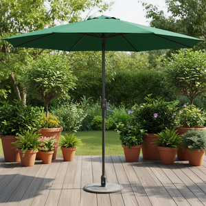 Parasol de jardin vert 269,8 cm x 246,1 cm avec mât en aluminium, manivelle de levage manuelle, inclinaison réglable, parasol de terrasse, protection solaire, mobilier d'extérieur - Product Image 2