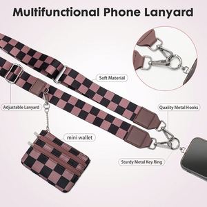 Correa de Poliéster Personalizada para Teléfono con Cartera, Bolso Bandolera, Cordón Desmontable, Bolso a Cuadros con Ventana para Identificación y Bolsillo RFID - Product Image 3