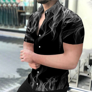 Chemise Hawaïenne Décontractée d'Été pour Homme, Imprimé Numérique, Tissu Satiné, Écologique, Séchage Rapide, Anti-Boulochage, Respirante, Infroissable - Product Image 5