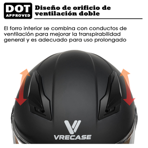 Casco Abatible VRECASE Negro, Carcasa de ABS, Visera Transparente, Homologado por DOT, Interior Totalmente Extraíble - Product Image 5