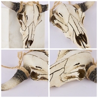 Dekorasi Dinding Tengkorak Banteng Resin Faux Taxidermy, Hiasan Kepala Sapi Rustic Western dengan Tali, Finishing Tulang Antik, Dekorasi Rumah Gaya Farmhouse