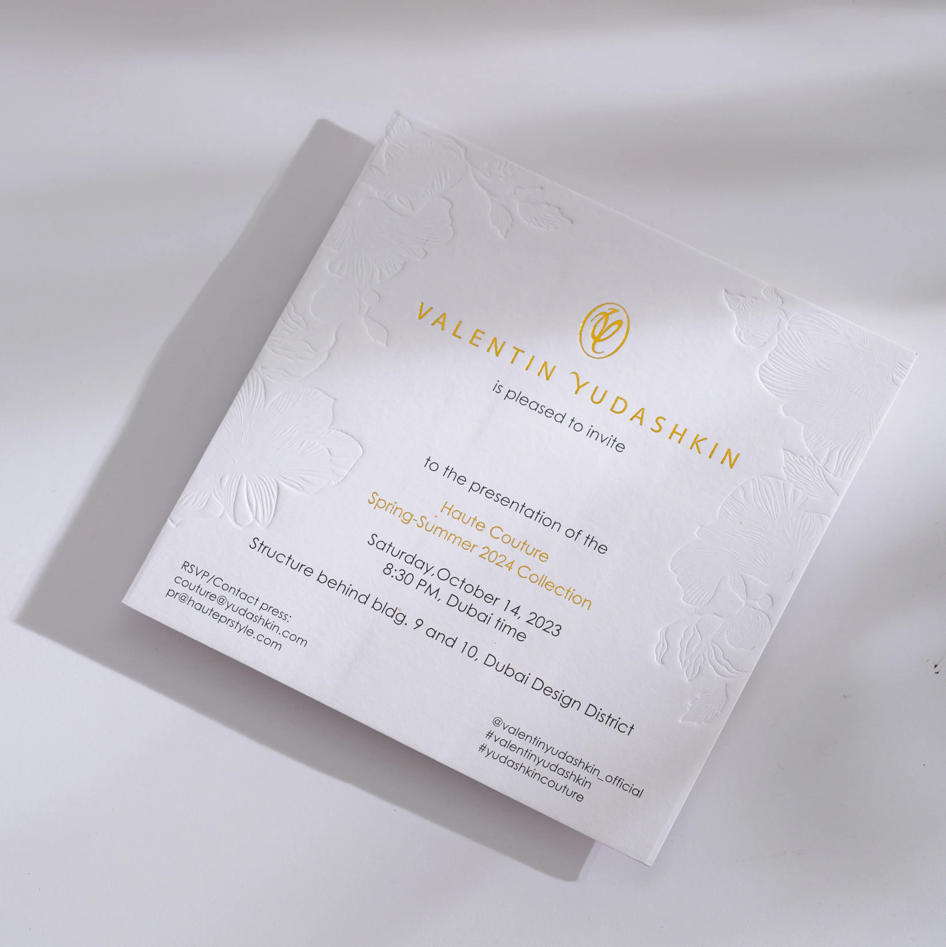 Luxury Printing Logo Image Custom Gold Foil Letterpress Thank You Cotton Greeting Card 3D Embossed Cards