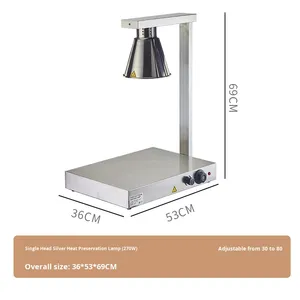 Restauration commerciale acier inoxydable argent <span class=keywords><strong>chauffe</strong></span>-aliments lampe simple/Double tête <span class=keywords><strong>Pizza</strong></span> BBQ chauffage électrique 220V 2.2kW - Product Image 3