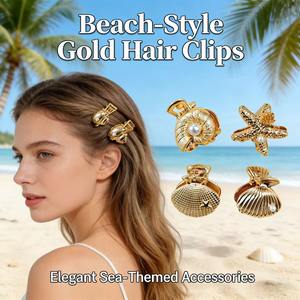 Clipe de Cabelo Pequeno de 5cm com Pérola Imitação de Concha, Elegante e Delicado, Estilo Europeu-Americano, Para Fixar Cabelos Rebeldes e Franja - Product Image 1