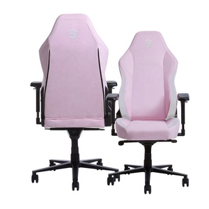 HOBOT <strong>Pink</strong> Fabric Swivel Gaming Office <strong>Chair</strong> Adjustable Armrest Computer Racing <strong>Chair</strong> for Gamers - Product Image 1