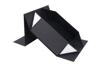 Boîte cadeau rigide pliable écologique et recyclable avec fermeture magnétique, boîte d'emballage en papier rigide noir de luxe pliable pour cosmétiques