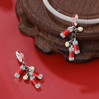 Pendentif en perles de style chinois du Nouvel An, danse du lion, dieu de la richesse, plaqué argent, breloques DIY, accessoires de bracelet, bijoux pour femmes, cadeau
