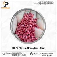Granulés de plastique HDPE recyclé de haute qualité, couleur rouge, qualité film pour soufflage, industrie chimique, Plastmax, sac PP de 25 kg