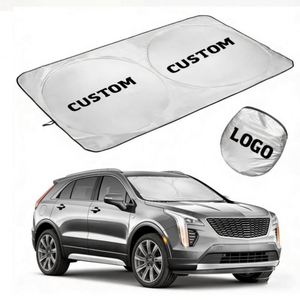 Best Custom Printing Foldable Front Windshield Polyester Uv Pe Bubble Sun <b>Shades</b> Auto Cheap Double Circle Car Sunshade Logo - Product Image 1