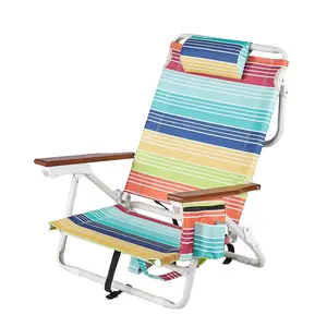 HISPEED Chaises de plage en aluminium Chaise de camping en plein air réglable à 5 positions Chaise pliante robuste