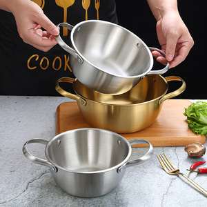 Stainless Steel Bowls Round Double Handle Stackable For Home Kitchen Use - Product Image 1