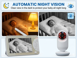 กล้องวงจรปิดสำหรับเด็กแบบ WiFi ขนาด 7 นิ้ว ความละเอียด 720P HD พร้อมแบตเตอรี่แบบชาร์จได้ขนาด 6000mAh สัญญาณเสถียรทะลุผนังได้ 4 ชั้น ง่ายต่อการสังเกต - Product Image 4