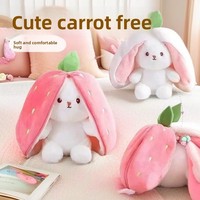 Lindo Peluche de Conejo Transformable, Muñeco de Zanahoria, Almohada para Dormir Unisex para Niños, Regalo de Cumpleaños, Relleno de Poliéster y Algodón PP