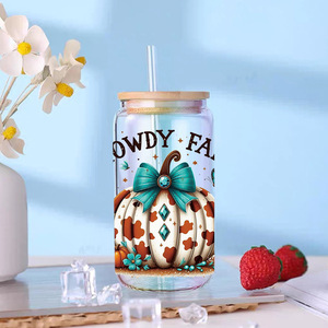Autocollants DTF UV pour tasses 16oz, motifs Papillons Citrouille, Thème Automne Western, Ambiance Automnale - Product Image 4