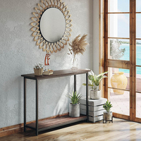 Table console moderne de luxe en métal et bois, longue, marron, unique, en acier, pour salle à manger, couloir