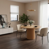 Table de salle à manger ronde en bois moderne et élégant avec design cannelé pour meubles de salle à manger pour la maison OEM Factory