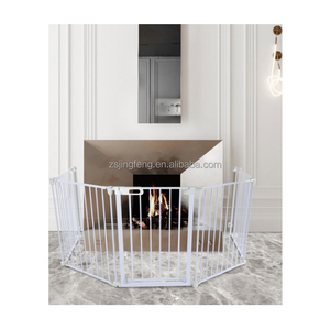 Barrière <span class=keywords><strong>de</strong></span> sécurité pour bébé écologique à double verrouillage, facile à installer, barrière anti-feu pliable en 5 sections, barrière <span class=keywords><strong>de</strong></span> cheminée en métal à fermeture automatique, 3 en 1 pour bébé - Product Image 5
