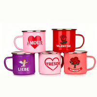 Promotion : Tasse à café en métal émaillé personnalisée avec logo par sublimation, petite taille, avec bord en acier, idéale pour le camping