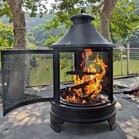 Foyer portable avec cheminée en acier à mailles de protection et accessoire de poker, adapté aux Garden Parties Camping Fire Pits