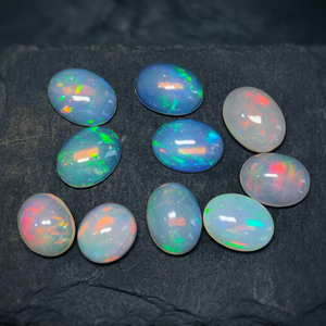 Opale d'Éthiopie ovale taille libre, pierres semi-précieuses de qualité supérieure, 10 pièces, 56,82 carats, cabochons d'opale d'Éthiopie pour bijoux - Product Image 2