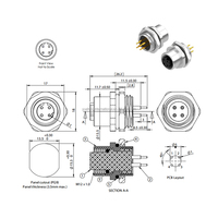 Usine En Gros CE RoHs M12 4P Dcode Socket Plaqué Or Montage Sur Panneau Arrière Soudure IP67 Étanche 4pin M12 D Codé PCB Connecteur