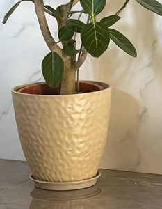 Maceta de Plástico con Acabado Perlado y Textura Martillada, Elegante y Reforzada, para Interiores, Sala de Estar, Balcón u Oficina - Product Image 1