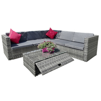 Möbel Großhändler Outdoor Living Seating Sectional Poly Rattan Wicker Garten Sofa Lagerung Conversation Patio Corner Set