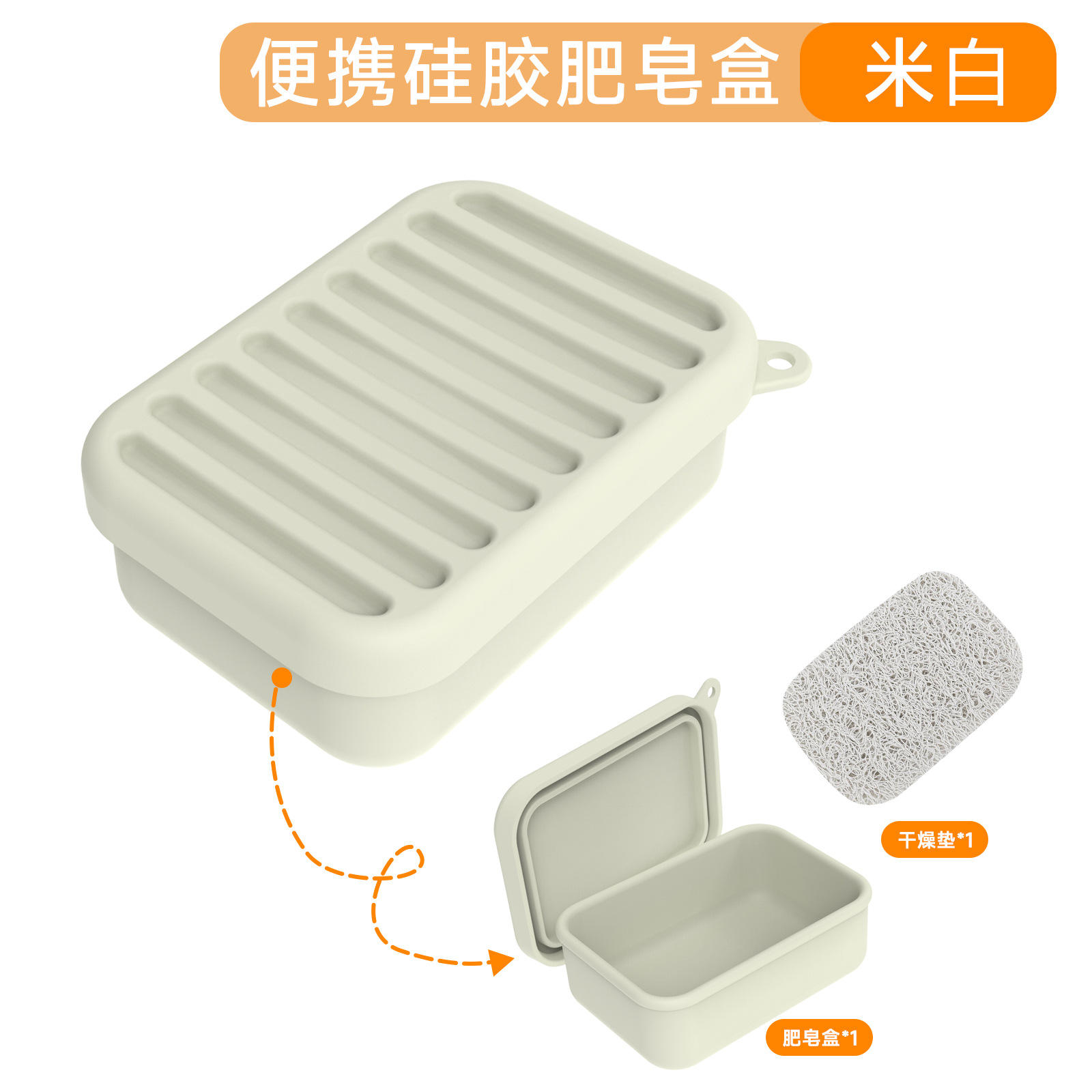 กล่องสบู่ทรงสี่เหลี่ยมมีฝาปิด สีขาว