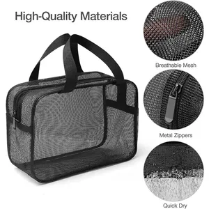 Mesh Double Handles Zipper <b>Shower</b> Caddy Tote Bag Cosmetic <b>Storage</b> Multifunctional Large Capacity Portable for Organizer - Product Image 3