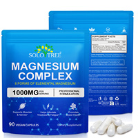 Cápsulas Veganas de Complejo de Magnesio Personalizado SOLOTREE 1000mg para Músculos y Nervios, Energía, Salud Intestinal, Suplementos de Magnesio