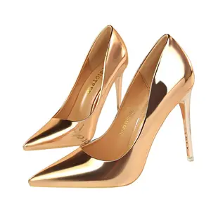 पश्चिमी शैली फैशन धातु देवियों पोशाक जूते कम-कट बताया पैर की अंगुली सेक्सी उच्च ऊँची एड़ी के जूते जूते महिलाओं के लिए